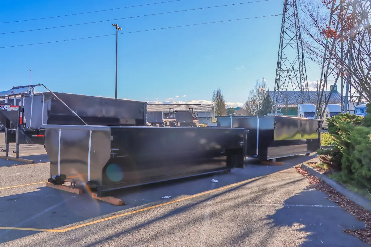 Roll-off dumpster ready for waste disposal at job site for Roll Off Dumpster Rental in Madison